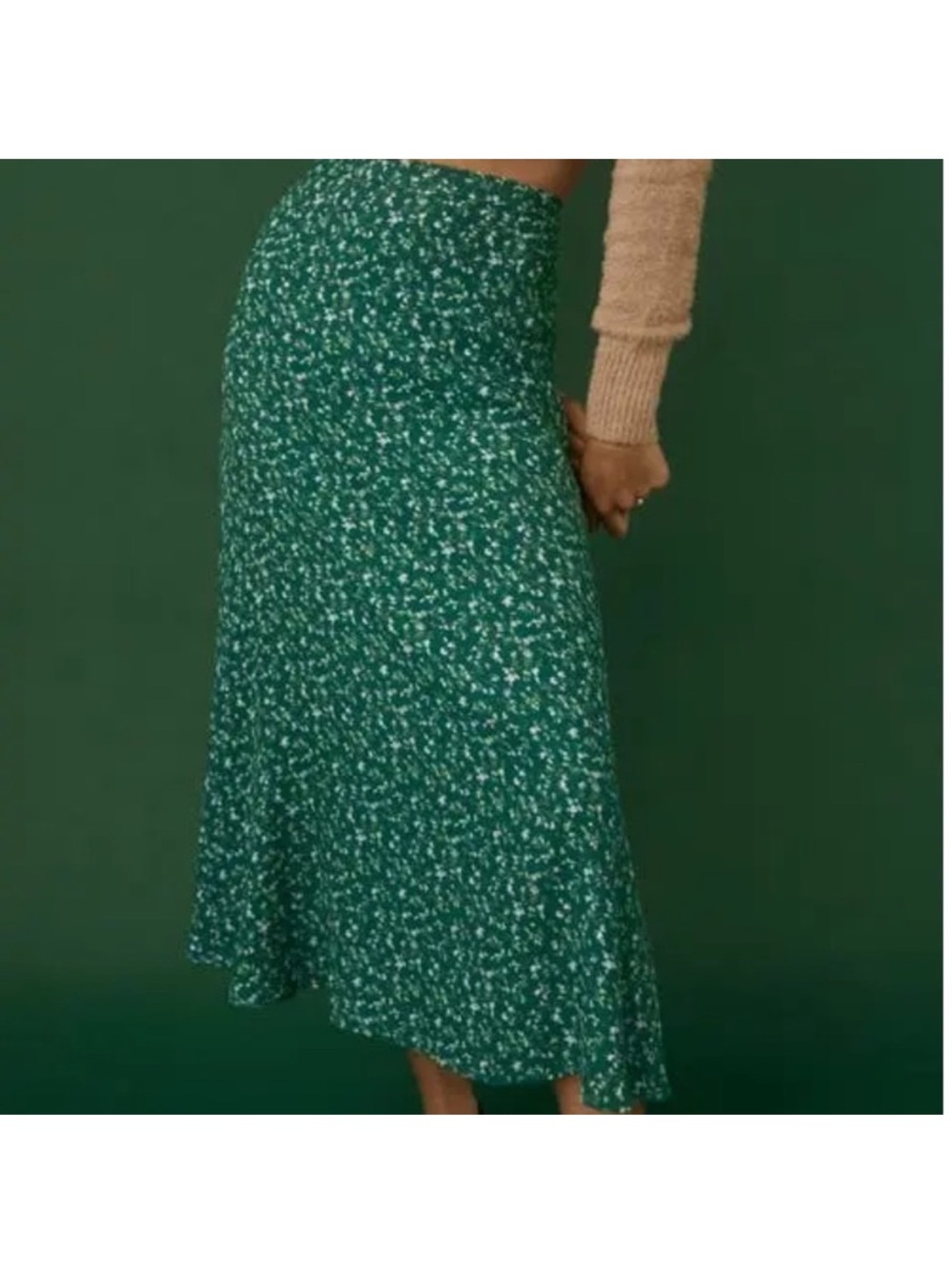 Reformation Emerald Green Floral Midi Skirt